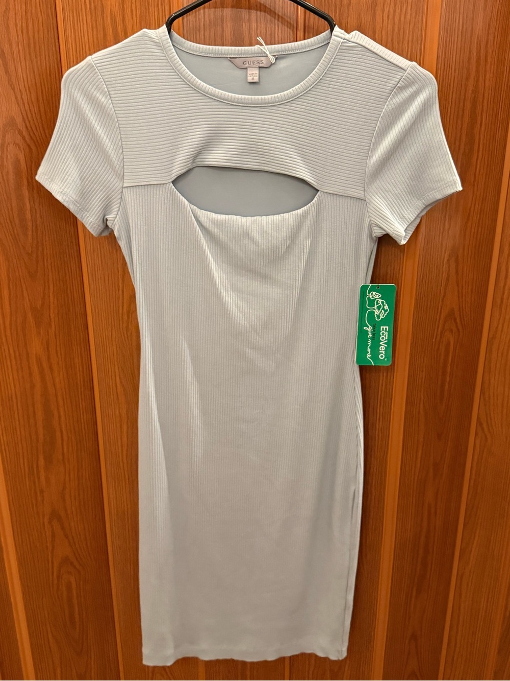 GUESS Light Blue Ribbed Cutout Mini Dress